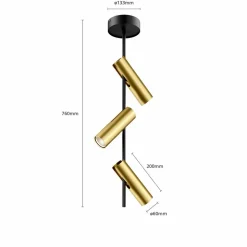 Plafondspot Leda 3, 3-lamps, zwart-goud