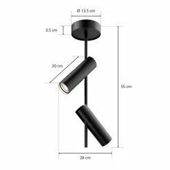 Plafondspot Leda 2, 2-lamps, zwart
