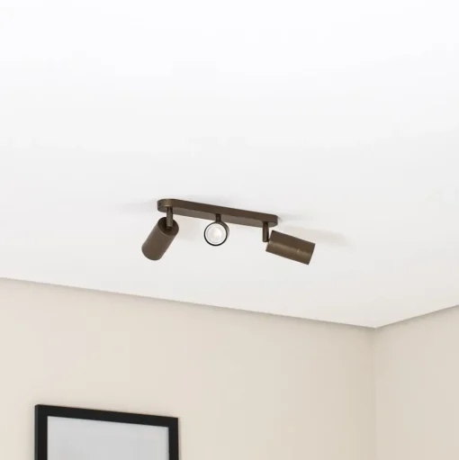 Plafondspot Link, titanium-goudkleurig, lengte 33 cm, 3-lamps.