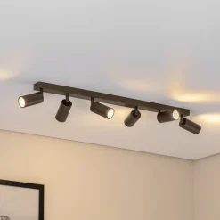 Plafondspot Link, titanium-goudkleurig, lengte 90 cm, 6-lamps.