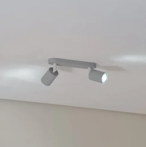 Plafondspot Livia, grijs, 35 cm, 2-lamps, metaal, GU10