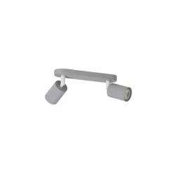 Plafondspot Livia, grijs, 35 cm, 2-lamps, metaal, GU10