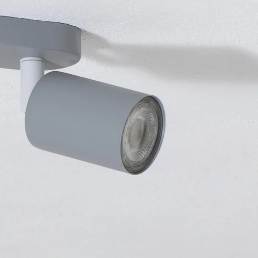 Plafondspot Livia, grijs, 52 cm, 3-lamps, metaal, GU10