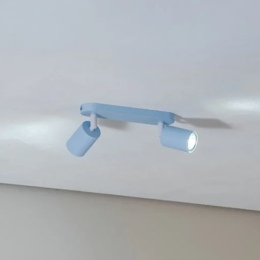 Plafondspot Livia, lichtblauw, 35 cm, 2-lamps, metaal, GU10