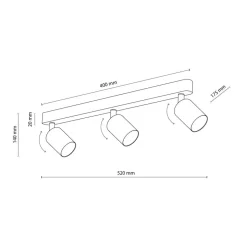 Plafondspot Livia, roze, 52 cm, 3-lamps, metaal, GU10