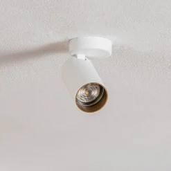 Plafondspot Mono I wit, binnenkant goud, 1-lamp