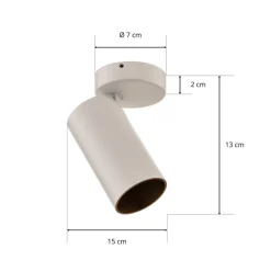 Plafondspot Mono I wit, binnenkant goud, 1-lamp