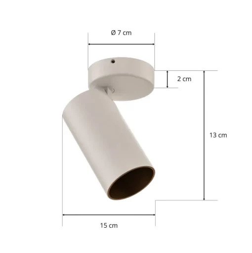 Plafondspot Mono I wit, binnenkant goud, 1-lamp