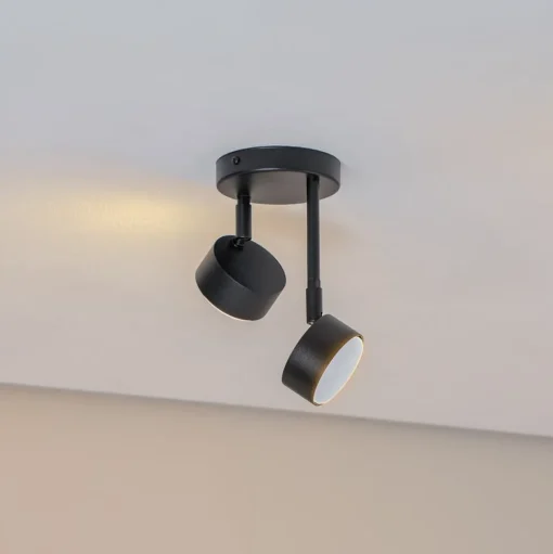 Plafondspot Nemo, 21 cm, 2-lamps, zwart, beweegbaar, GX53