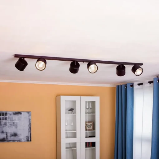 Plafondspot 1047PL_K, 6-lamps, zwart