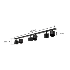 Plafondspot 1047PL_K, 6-lamps, zwart