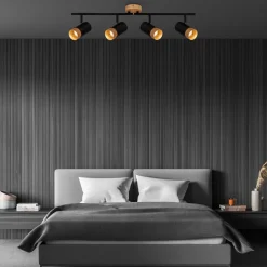 Plafondspot Plek GU10 zwart/hout 4-lamps