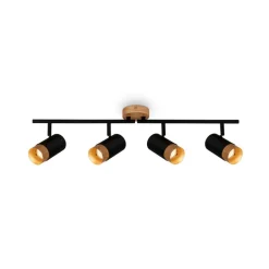 Plafondspot Plek GU10 zwart/hout 4-lamps