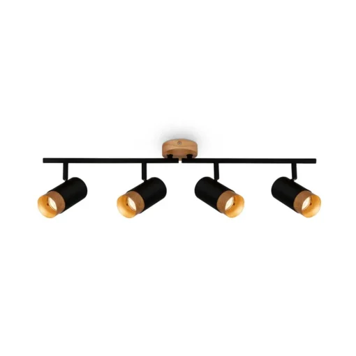 Plafondspot Plek GU10 zwart/hout 4-lamps