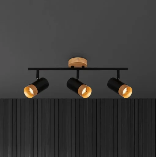 Plafondspot Plek GU10 zwart/hout 3-lamps