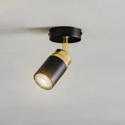 Plafondspot Reno, 1-lamp, zwart/goud