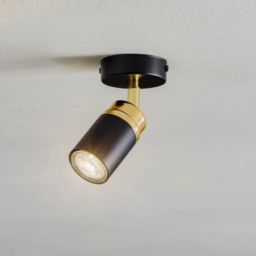 Plafondspot Reno, 1-lamp, zwart/goud
