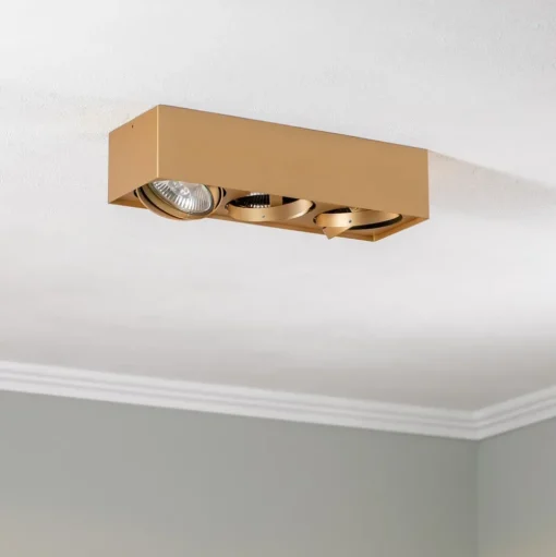 Plafondspot Riesta, goud, 3-lamps