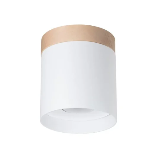 Plafondspot Rif, wit, Ø 12 cm, hout, aluminium