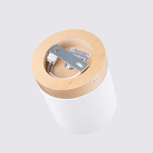Plafondspot Rif, wit, Ø 12 cm, hout, aluminium