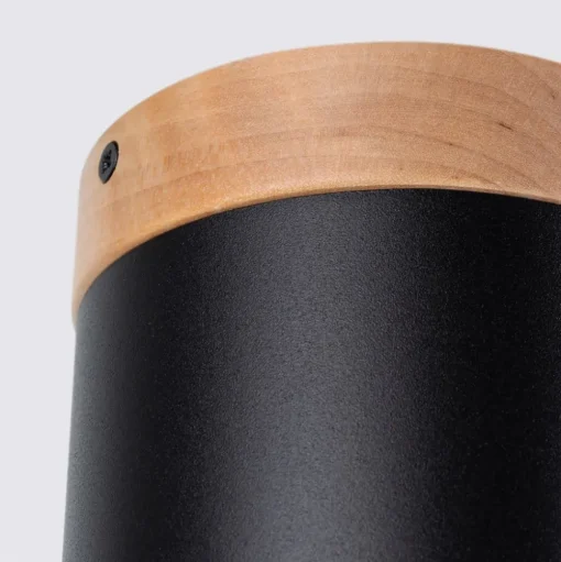 Plafondspot Rif, zwart, Ø 12 cm, hout, aluminium
