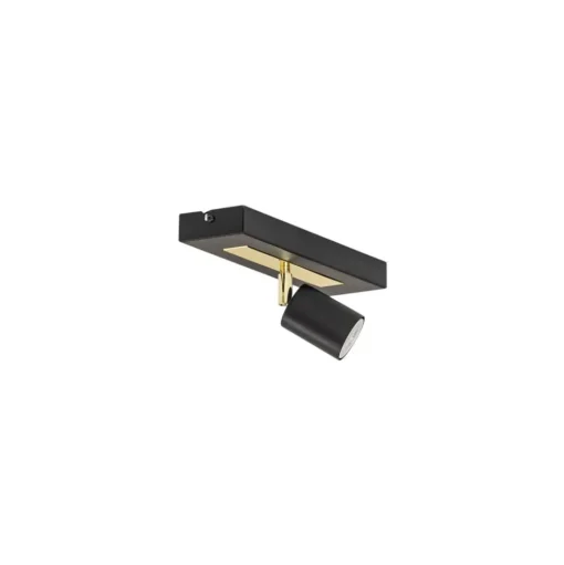 Plafondspot Rodez, zwart/goud, lengte 30 cm, staal