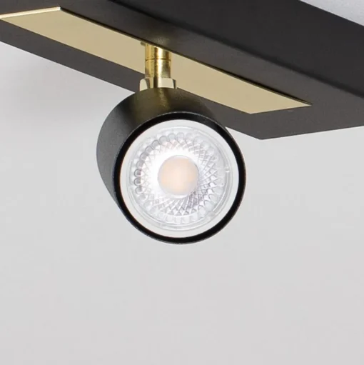 Plafondspot Rodez, zwart/goud, lengte 30 cm, staal