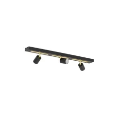 Plafondspot Rodez, zwart/goud, lengte 80 cm, 3-lamps.