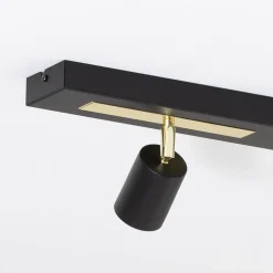 Plafondspot Rodez, zwart/goud, lengte 80 cm, 3-lamps.