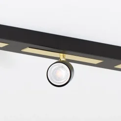 Plafondspot Rodez, zwart/goud, lengte 80 cm, 3-lamps.