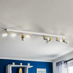 Plafondspot Rondo wit/goud 8-lamps