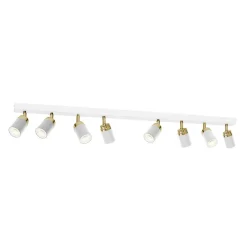 Plafondspot Rondo wit/goud 8-lamps