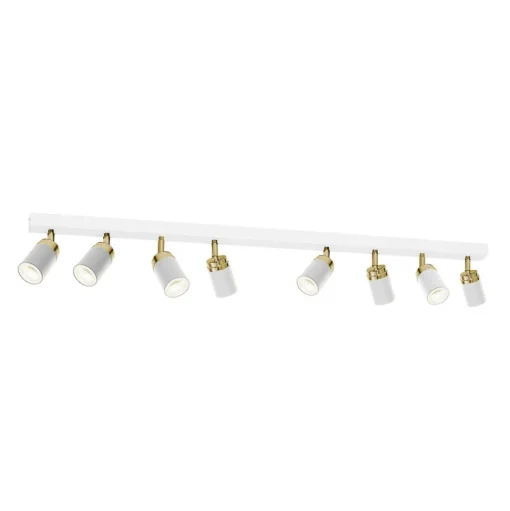 Plafondspot Rondo wit/goud 8-lamps
