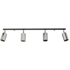Plafondspot Round, chroom, 4-lamps lineair