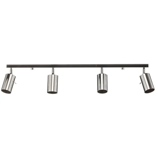 Plafondspot Round, chroom, 4-lamps lineair