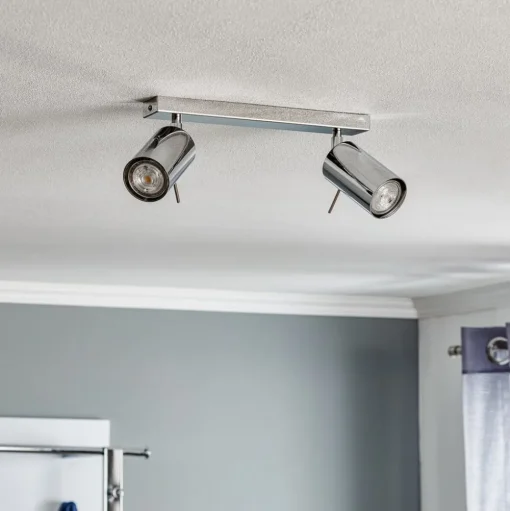 Plafondspot Round, chroom, 2-lamps