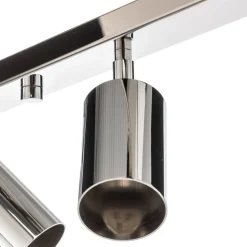 Plafondspot Round, chroom, 6-lamps lineair