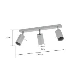 Plafondspot Round, grijs, 3-lamps lineair