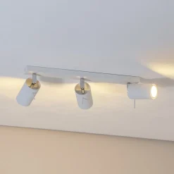 Plafondspot Round, wit, 3-lamps lineair