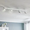 Plafondspot Round, wit, 4-lamps lineair