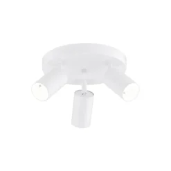 Plafondspot Sado, wit, staal, verstelbaar, 3-lamps rond