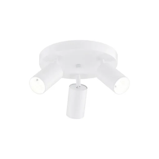 Plafondspot Sado, wit, staal, verstelbaar, 3-lamps rond