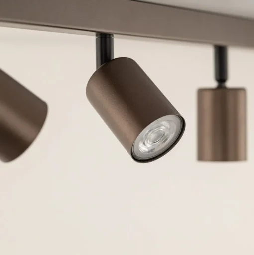 Plafondspot Top, verstelbaar, bruin, 6-lamps lineair