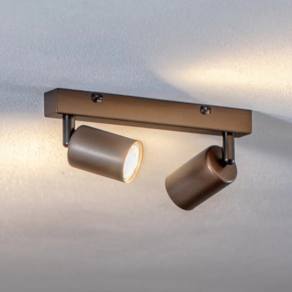 Plafondspot Top, verstelbaar, bruin, 2-lamps lineair