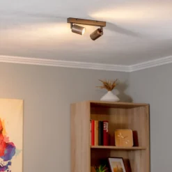 Plafondspot Top, verstelbaar, bruin, 2-lamps lineair