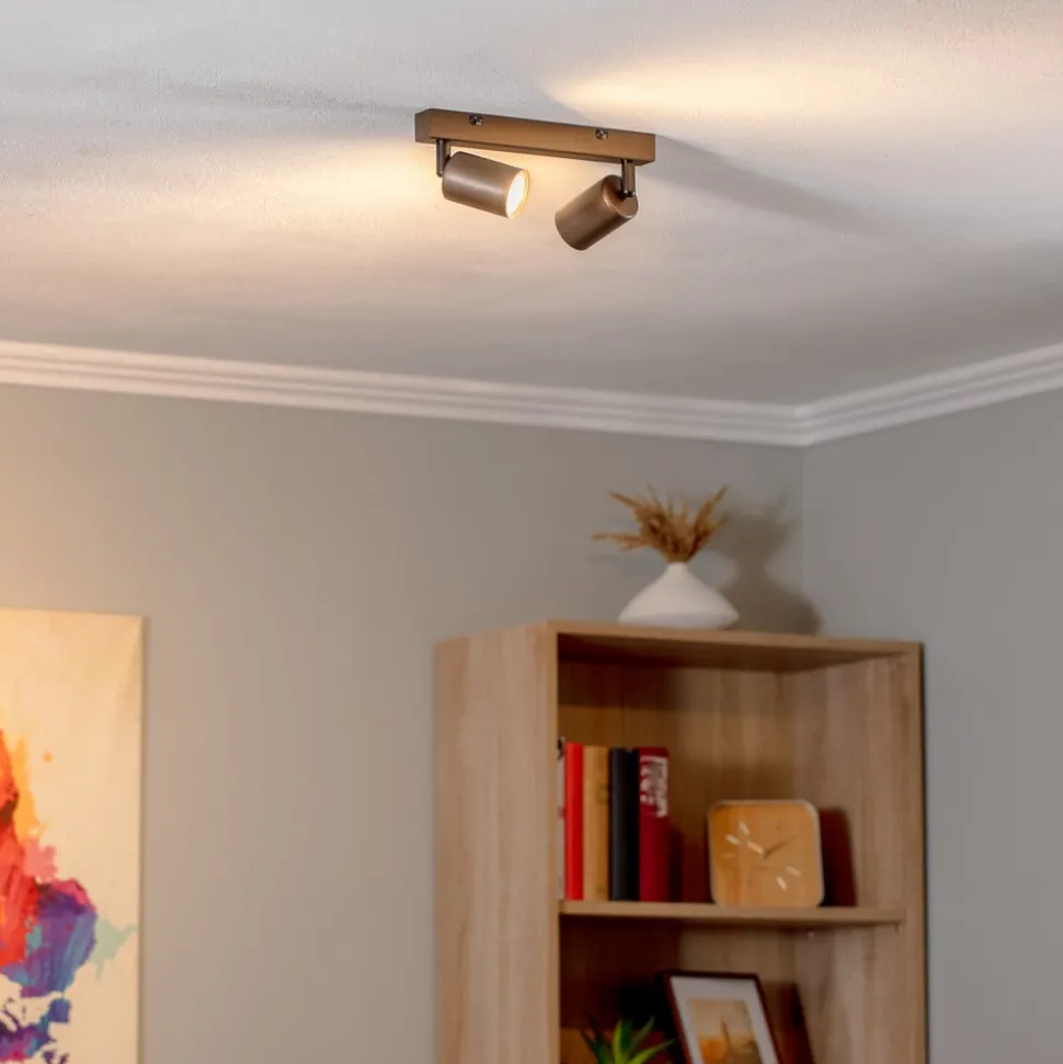 Plafondspot Top, verstelbaar, bruin, 2-lamps lineair