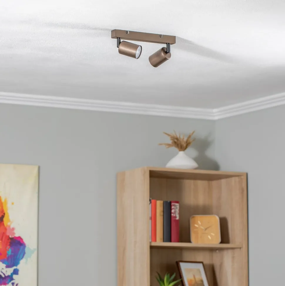 Plafondspot Top, verstelbaar, bruin, 2-lamps lineair