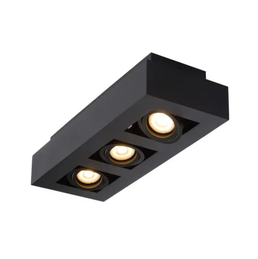 Plafondspot Xirax, 3-lamps, zwart