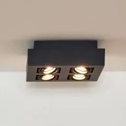 Plafondspot Xirax, 4-lamps, zwart