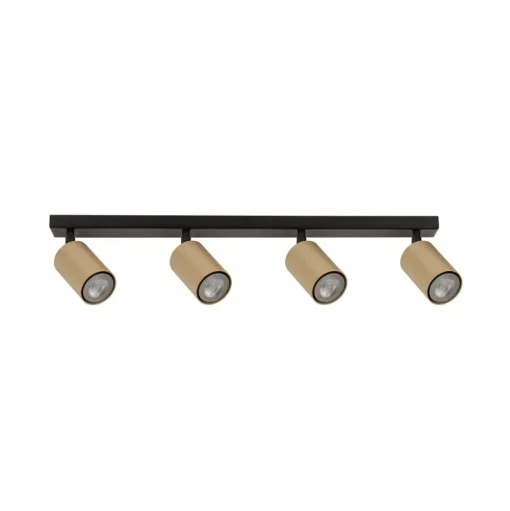Plafondspot Zoom, 4-lamps, zwart/goud